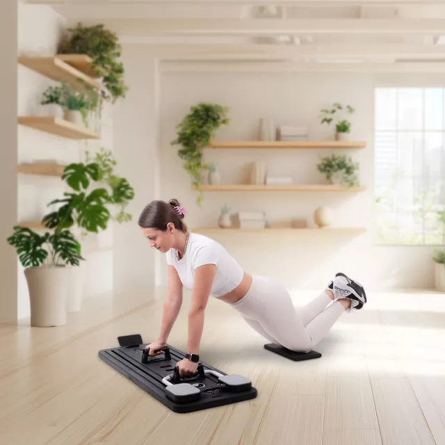 Deska do pilatesu inSPORTline Trancer Basic, antypoślizgowy, składana konstrukcja, wyjmowany wyświetlacz, podstawka na telefon