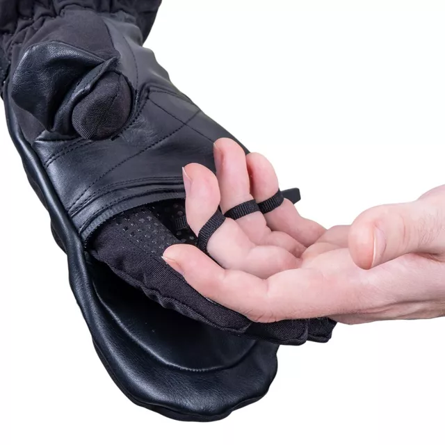 Rękawice podgrzewane W-TEC HEATflip 2w1 ∙ bateria 2000 mAh ∙ 3 tryby grzania ∙ wodoodporne ∙ dotyk ∙ elementy odblaskowe ∙ termoizolacja - Czarny