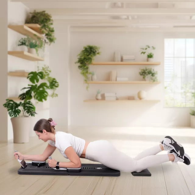 Deska do pilatesu inSPORTline Trancer Basic, antypoślizgowy, składana konstrukcja, wyjmowany wyświetlacz, podstawka na telefon