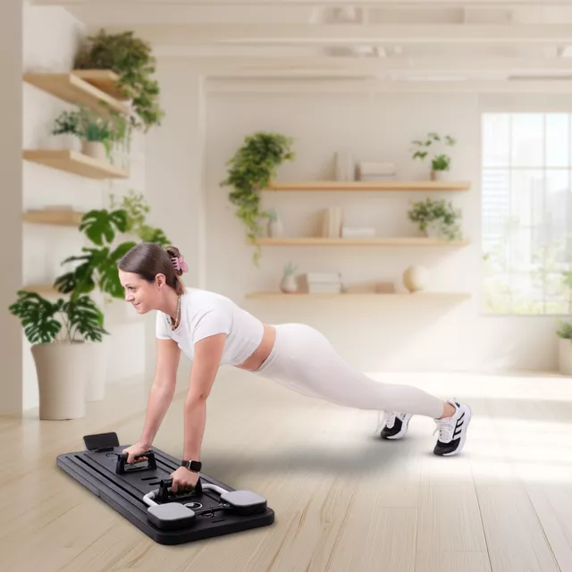 Deska do pilatesu inSPORTline Trancer Basic, antypoślizgowy, składana konstrukcja, wyjmowany wyświetlacz, podstawka na telefon