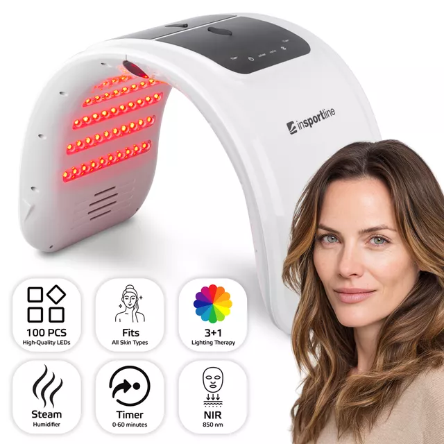 Tunel LED na podczerwień inSPORTline Infradome ∙ 100 diod LED ∙ NIR 850 nm ∙ nawilżacz ultradźwiękowy ∙ timer 60 min ∙ moc 10 W