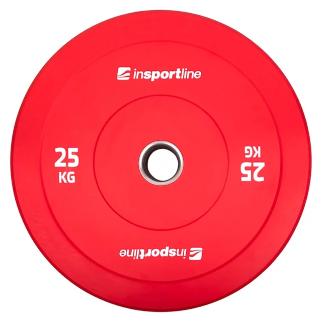 Zestaw 10 obciążeń olimpijskich inSPORTline Bumper Plate Go 2x 5-25 kg 50 mm ∙ stalowy rdzeń ∙ powłoka amortyzująca ∙ 150 kg