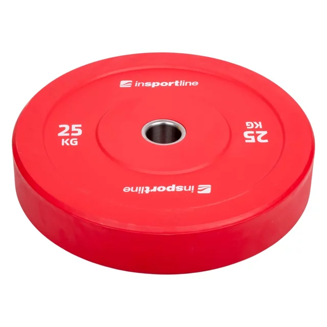 Zestaw 10 obciążeń olimpijskich inSPORTline Bumper Plate Go 2x 5-25 kg 50 mm ∙ stalowy rdzeń ∙ powłoka amortyzująca ∙ 150 kg