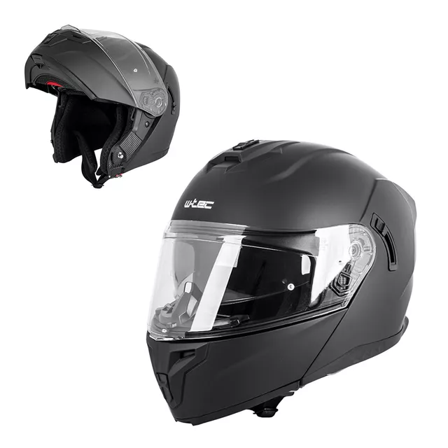 Kask motocyklowy pełny Flip-Up W-TEC Benidor - Biały błyszczący