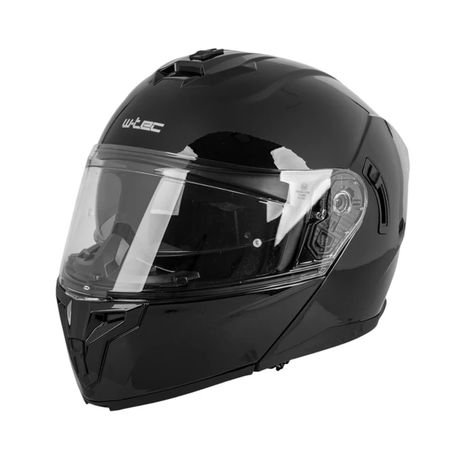 Kask motocyklowy pełny Flip-Up W-TEC Benidor - Biały błyszczący - Czarny błyszczący