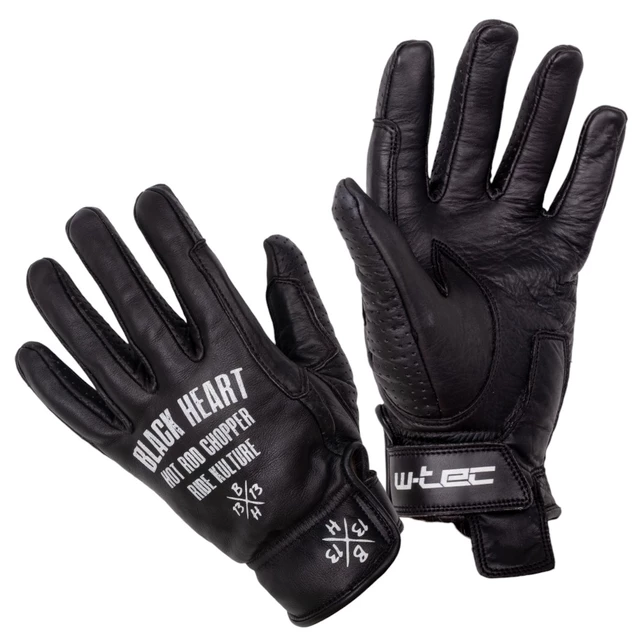 Letnie skórzane rękawice motocyklowe W-TEC Black Heart Darios - Czarny - Czarny
