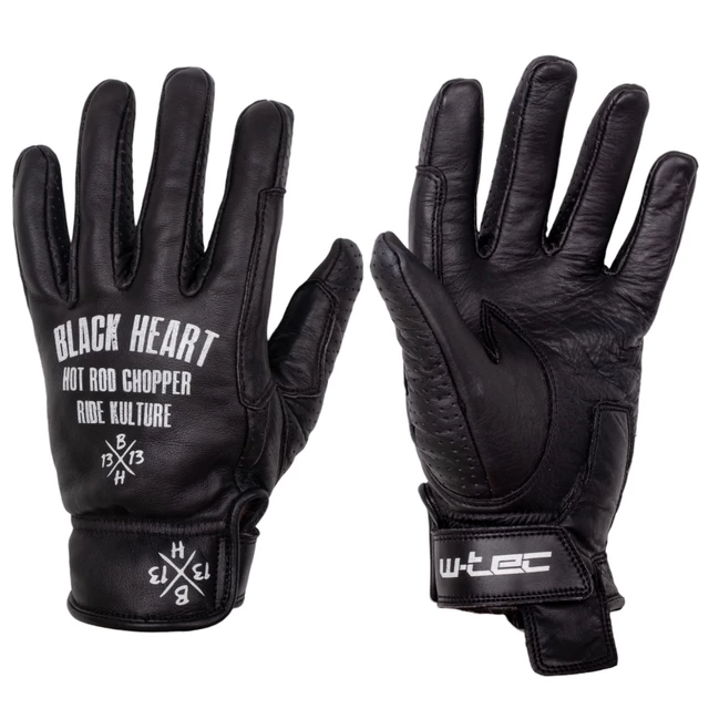 Letnie skórzane rękawice motocyklowe W-TEC Black Heart Darios - Czarny