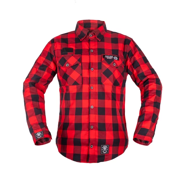 Koszula flanelowa męska motocyklowa W-TEC Black Heart Respector II - czarny z czerwonym paskiem - Czerwono-czarny