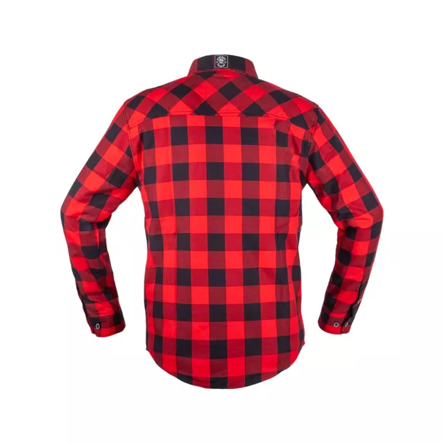 Koszula flanelowa męska motocyklowa W-TEC Black Heart Respector II - czarny z czerwonym paskiem