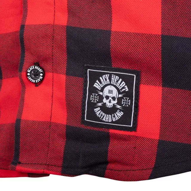 Koszula flanelowa męska motocyklowa W-TEC Black Heart Respector II - czarny z czerwonym paskiem