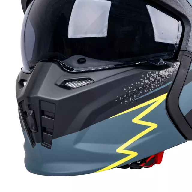 Kask motocyklowy modułowy W-TEC Badalone Graphic ∙ zapięcie mikrometryczne ∙ miejsce na interkom ∙ zdejmowana szczęka - matowy czarno-żółty