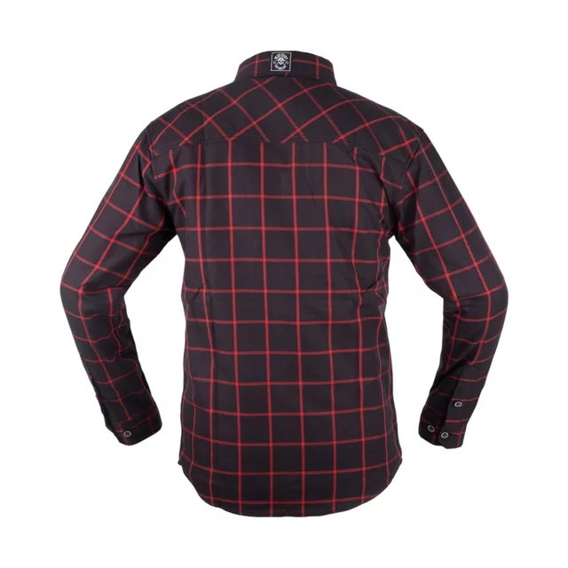 Koszula flanelowa męska motocyklowa W-TEC Black Heart Respector II - czarny z czerwonym paskiem