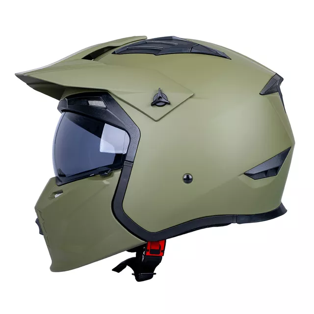Kask motocyklowy modułowy W-TEC Badalone Army ∙ 3w1 ∙ waga 1250 g ∙ skorupa ABS ∙ blenda przeciwsłoneczna - beżowy matowy