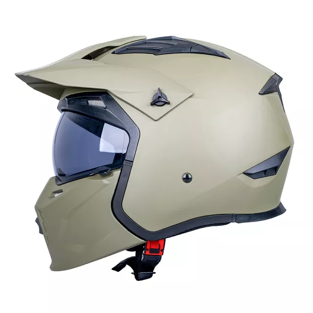 Kask motocyklowy modułowy W-TEC Badalone Army ∙ 3w1 ∙ waga 1250 g ∙ skorupa ABS ∙ blenda przeciwsłoneczna - beżowy matowy