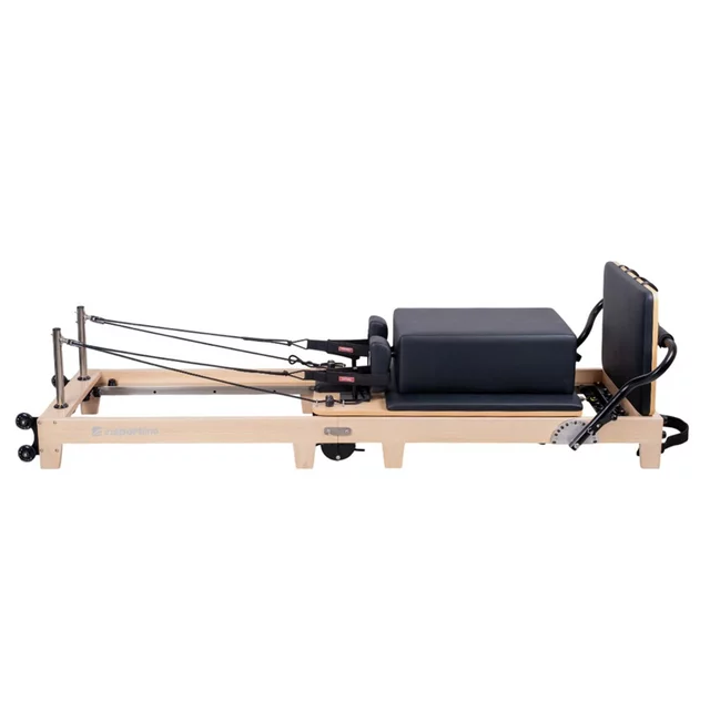 Reformer do pilatesu inSPORTline Driftaler ∙ nośność 120 kg ∙ rama dębowa ∙ składana ∙ z boxem w zestawie