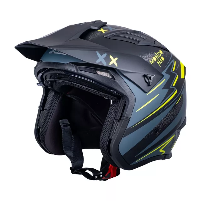 Kask motocyklowy modułowy W-TEC Badalone Graphic ∙ zapięcie mikrometryczne ∙ miejsce na interkom ∙ zdejmowana szczęka - matowy czarno-żółty