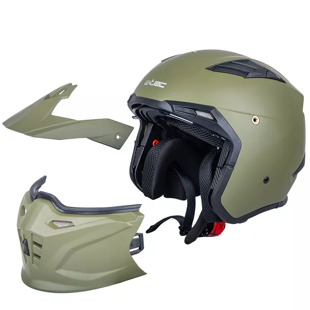 Kask motocyklowy modułowy W-TEC Badalone Army ∙ 3w1 ∙ waga 1250 g ∙ skorupa ABS ∙ blenda przeciwsłoneczna - beżowy matowy