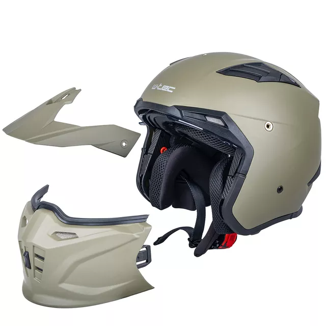 Kask motocyklowy modułowy W-TEC Badalone Army ∙ 3w1 ∙ waga 1250 g ∙ skorupa ABS ∙ blenda przeciwsłoneczna - beżowy matowy