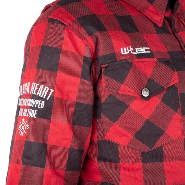 Koszula motocyklowa W-TEC Black Heart Rattlesneak - w czerwono-czarną kratkę