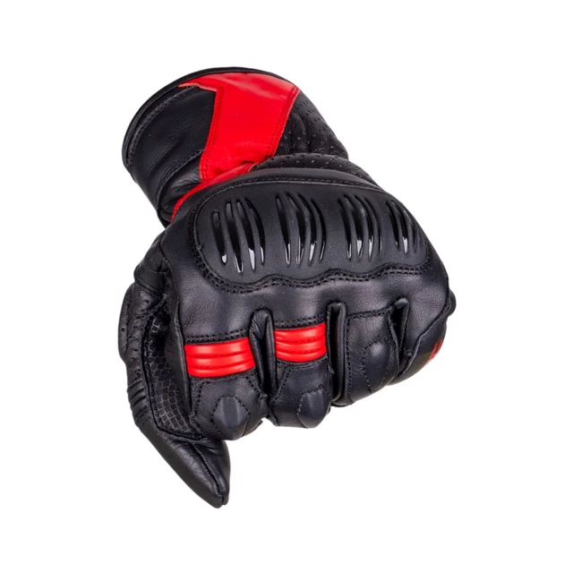 Skórzane rękawice motocyklowe W-TEC Bowia - Czarno-czerwony