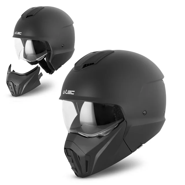 Kask modułowy motocyklowy W-TEC Satalone ∙ 2 w 1 ∙ homologacja ∙ skorupa ABS ∙ wyjmowana wyściółka ∙ zapięcie mikrometryczne - Black Matt