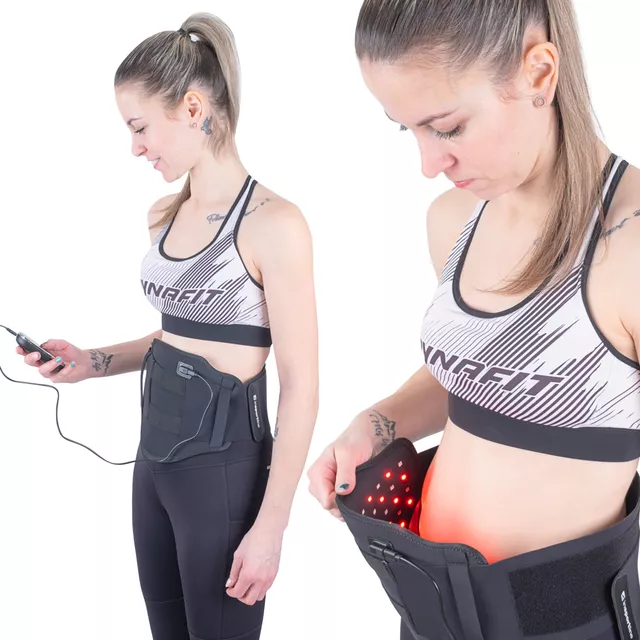Pas lędźwiowy ze światłem podczerwonym inSPORTline Ilyros ∙ 80 diod led ∙ światło czerwone i NIR ∙ 3 poziomy ∙ bezprzewodowy