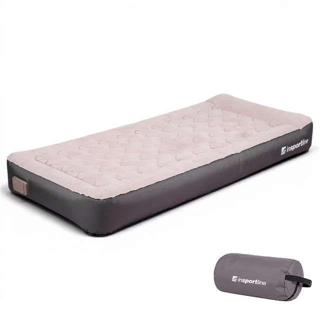 Jednoosobowy materac dmuchany inSPORTline Valkon 197x90x22 cm ∙ pompka elektryczna ∙ nośność 200 kg ∙ welur ∙ latarka LED