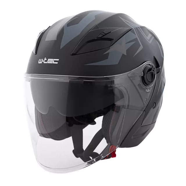 Kask motocyklowy otwarty z blendą przeciwsłoneczną W-TEC Barcela Vermella - Czarno-szaro-czerwony - Czarno-szary