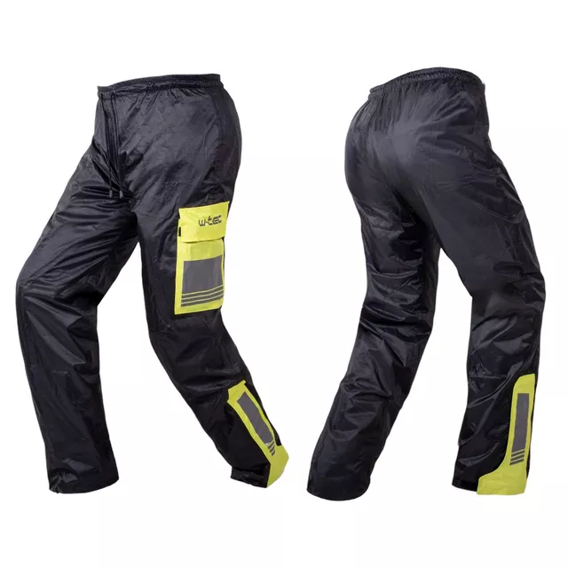 Spodnie motocyklowe przeciwdeszczowe W-TEC Colnari ∙ membrana wodoodporna ∙ odblaski Visionight ∙ elastyczny pas - czarny-fluo zielony - czarny-fluo zielony