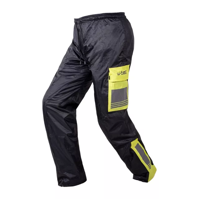 Spodnie motocyklowe przeciwdeszczowe W-TEC Colnari ∙ membrana wodoodporna ∙ odblaski Visionight ∙ elastyczny pas - czarny-fluo zielony