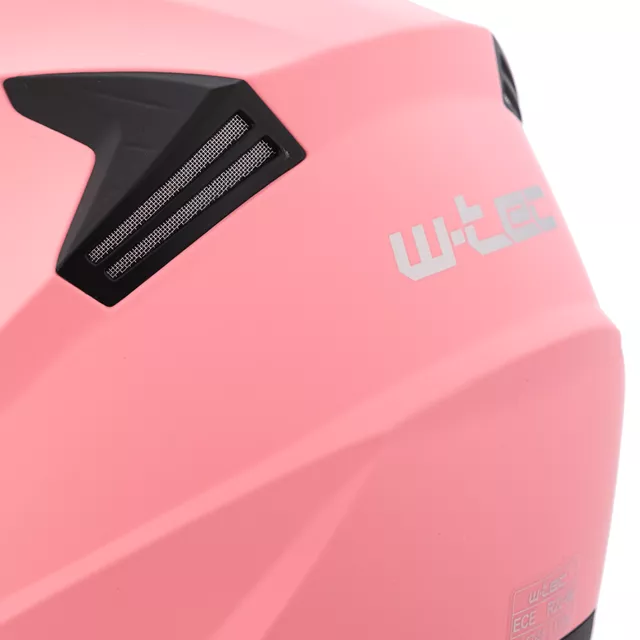 Kask motocyklowy otwarty W-TEC Barcela Carmesi ∙ blenda przeciwsłoneczna ∙ regulowana wentylacja ∙ homologacja - Różowy
