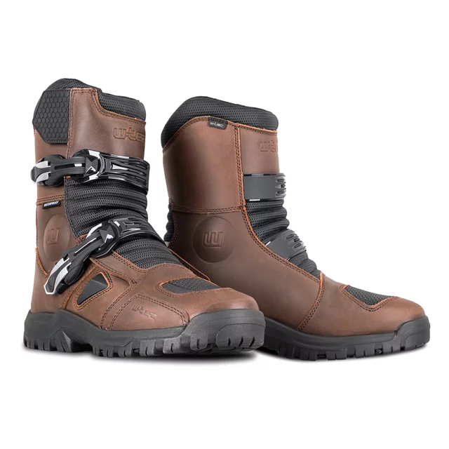 Buty motocyklowe W-TEC Lougamax CE ∙ skóra naturalna ∙ certyfikat CE ∙ wodoodporne ∙ ochraniacze kostek - Brązowy
