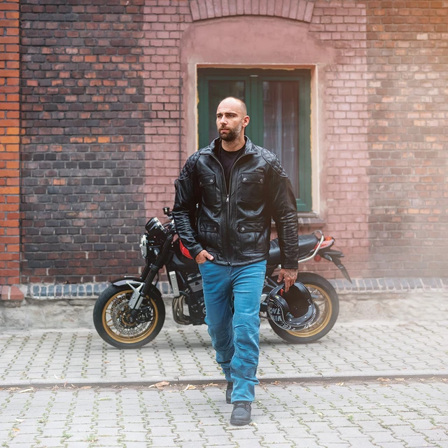 Skórzana kurtka motocyklowa W-TEC Valebravo - Czarny