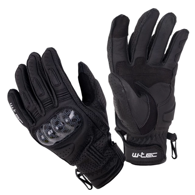Skórzane rękawice motocyklowe W-TEC Binaluck - Czarny