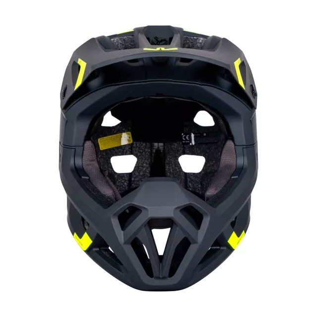 Kask downhillowy full face W-TEC Calheto ∙ odpinany regulowany daszek ∙ wentylacja 16 otworów ∙ wyjmowana wyściółka - Black Neon