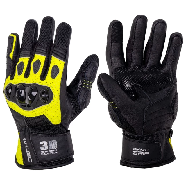 Skórzane rękawice motocyklowe W-TEC Janstur - Czarny-fluo