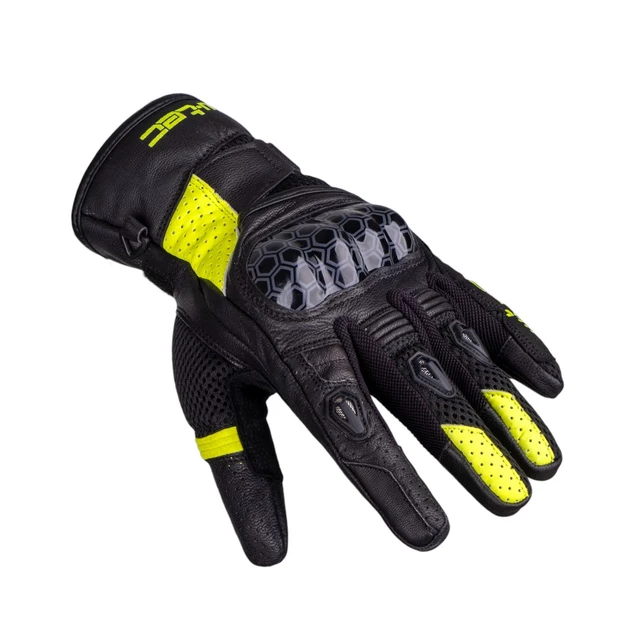 Skórzane rękawice motocyklowe W-TEC Kudavo - Czarny-fluo