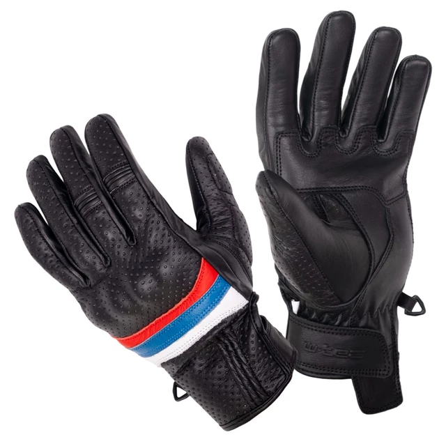 Letnie skórzane rękawice motocyklowe W-TEC Laudero - Czarny