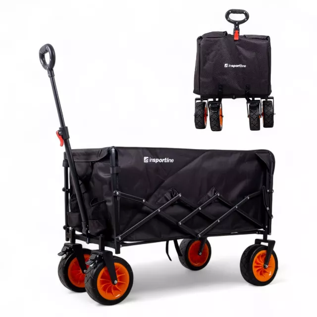 Składany wózek transportowy inSPORTline Wagoner ∙ nośność 120 kg ∙ pojemność 200 l ∙ waga 8,5 kg ∙ rama stal węglowa ∙ szerokie koła gumowe