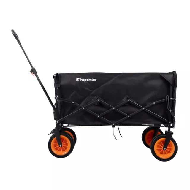 Składany wózek transportowy inSPORTline Wagoner ∙ nośność 120 kg ∙ pojemność 200 l ∙ waga 8,5 kg ∙ rama stal węglowa ∙ szerokie koła gumowe