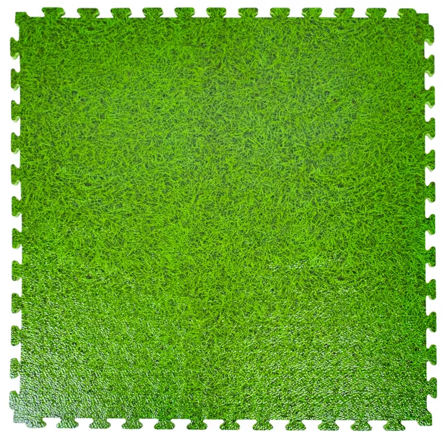 Mata tatami puzzle inSPORTline ZemalPro 100x100 cm ∙ grubość 2 cm ∙ amortyzacja wstrząsów ∙ system łączenia puzzle ∙ ochrona podłogi - motyw trawnika