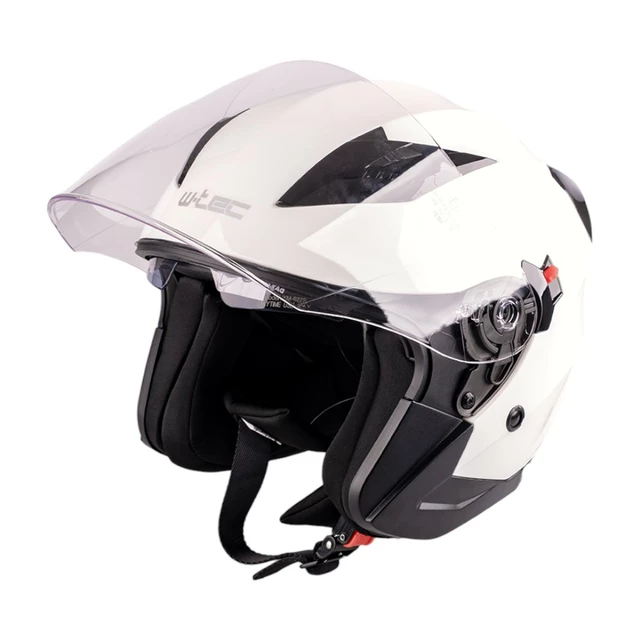Kask motocyklowy otwarty z blendą W-TEC Putta - czarno-brązowy - Biały perłowy