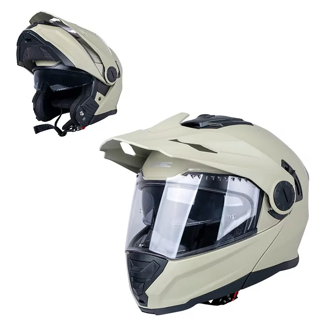 Kask motocyklowy enduro Flip-Up W-TEC Biscaia P/J - beżowy matowy