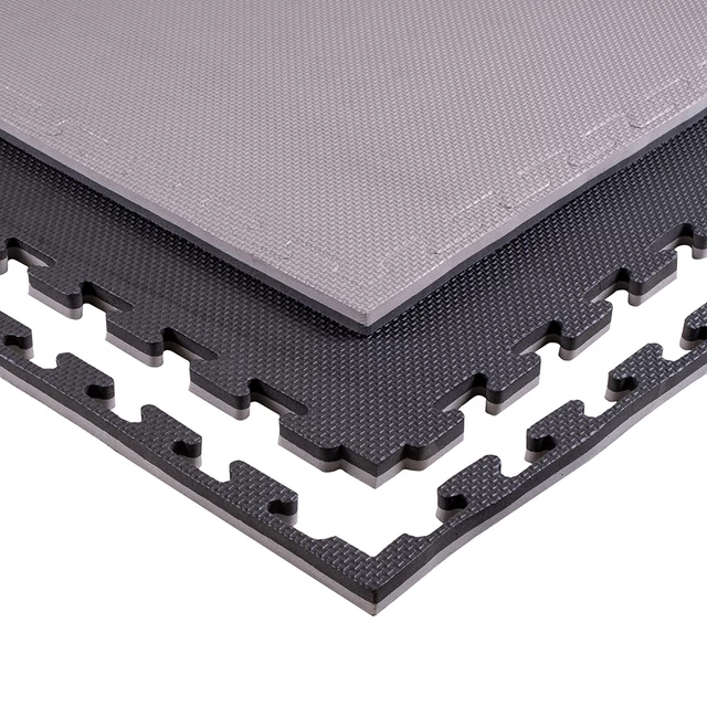 Mata Puzzle tatami podkładka do ćwiczeń inSPORTline Sazegul 100x100x2 cm - szaro-czarny, wzór 5 pasków