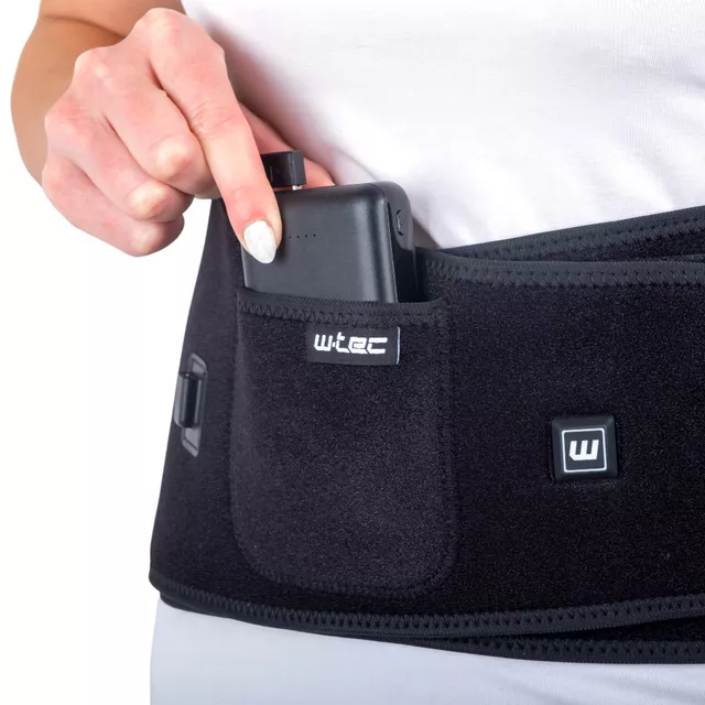 Pas grzewczy / lędźwiowy na plecy W-TEC HEATbelt ∙ rozmiar S-XL ∙ 3 tryby ∙ z kieszenią na powerbank