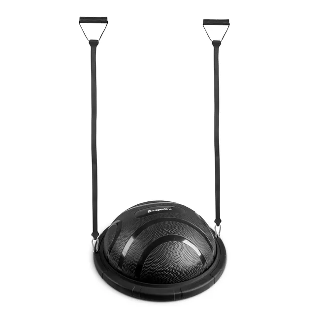 Podkładka balansująca / trener równowagi inSPORTline Dome Edge ∙ Ø 60 cm ∙ taśmy 100 cm / 4,6 kg ∙ do 150 kg - Czarny