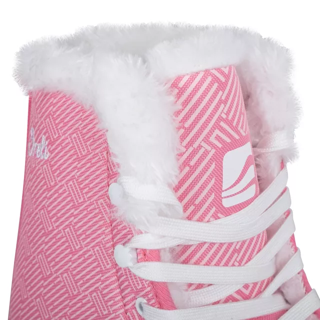 Damskie łyżwy figurowe z ocieplanym kożuszkiem inSPORTline Ireli ∙ Thermo Fit ∙ stal nierdzewna