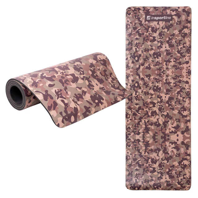 Mata do ćwiczeń fitness inSPORTline Camu 173x61x0,8 cm - Brązowy kamuflaż - Brązowy kamuflaż