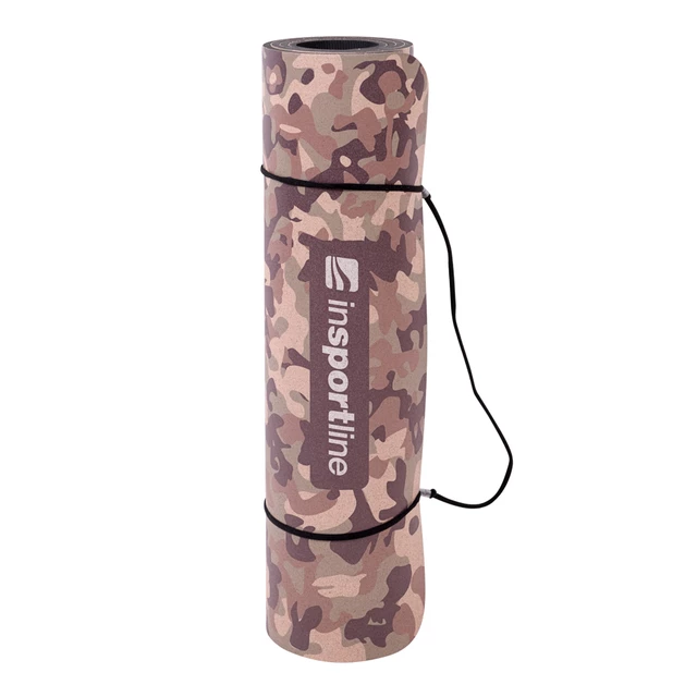 Mata do ćwiczeń fitness inSPORTline Camu 173x61x0,8 cm - Brązowy kamuflaż