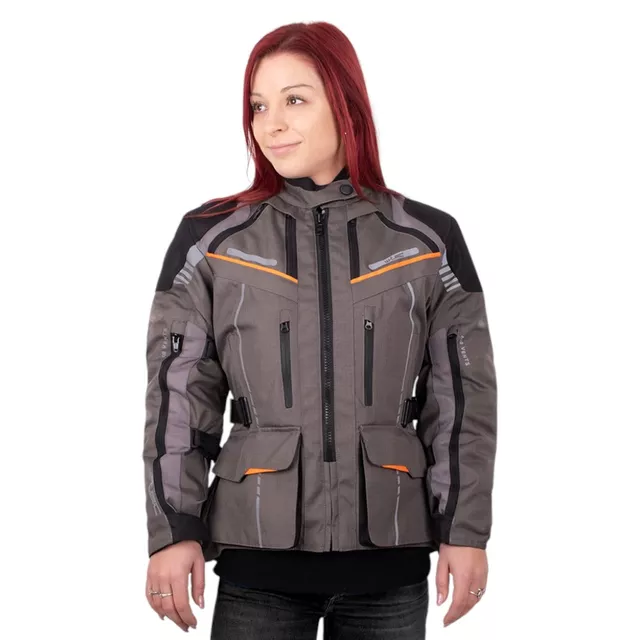 Damska turystyczna kurtka motocyklowa W-TEC Smackton Lady - Szary pomarańczowy
